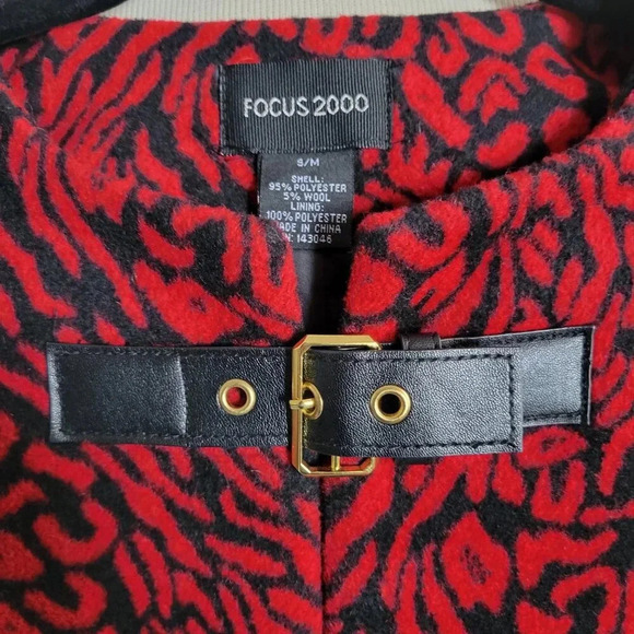 FOCUS 2000 Red/Black Women’s Fall Animal Print Poncho (Size: S/M) - Picture 5 of 16
